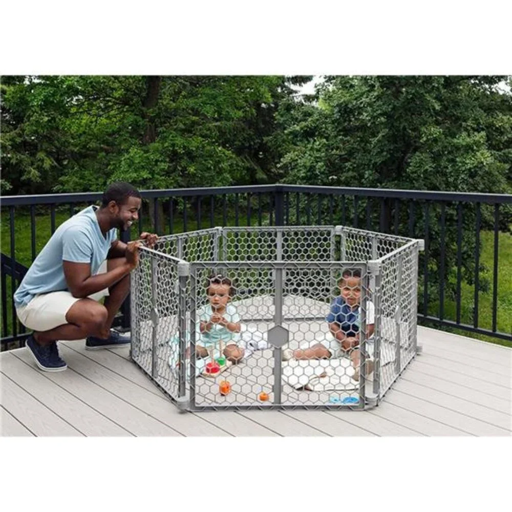 Plastic 192-Inch Super Wide Adjustable Baby Gate and Play Yard, 2-In-1,Bonus Kit